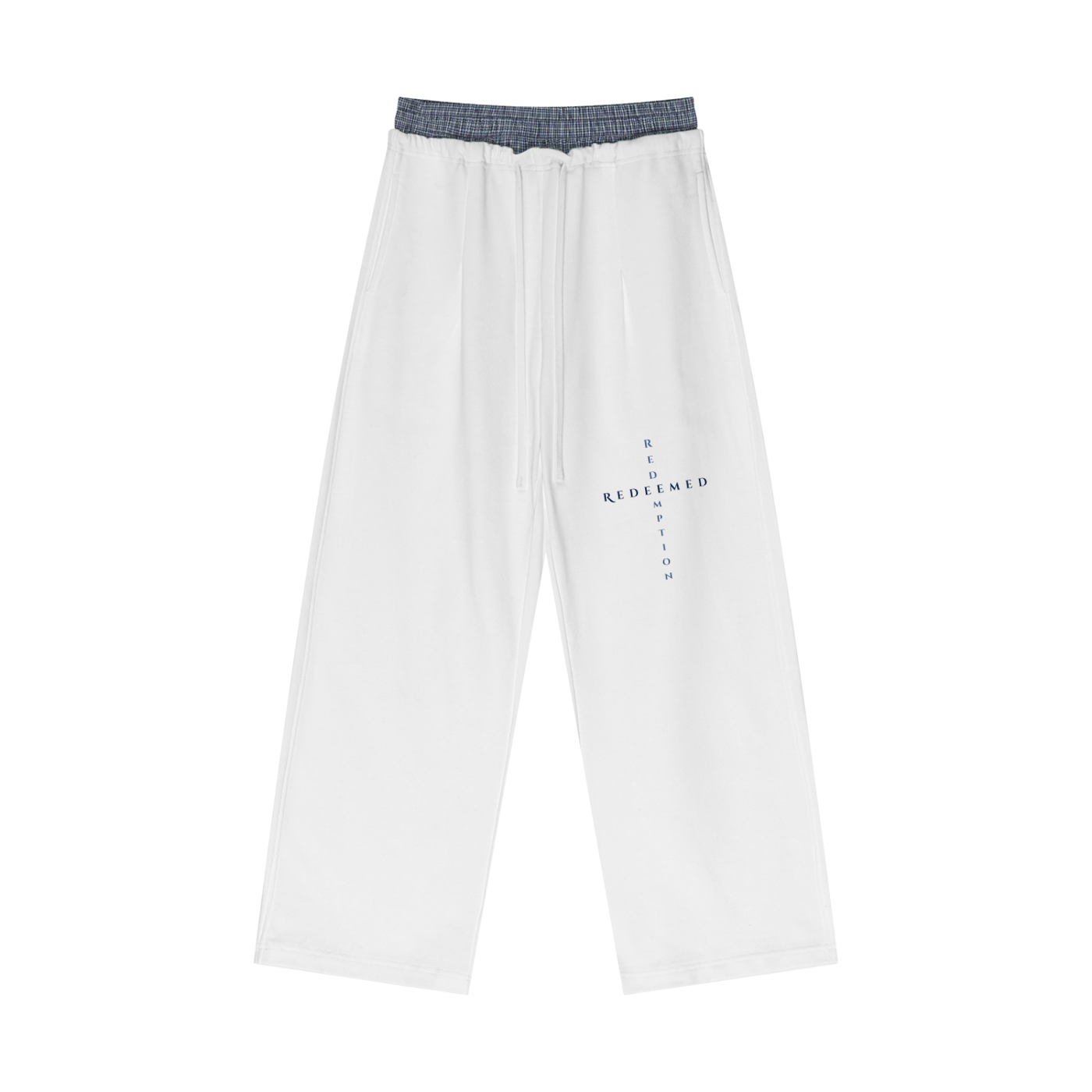 Plaid Contrast Waist Pants