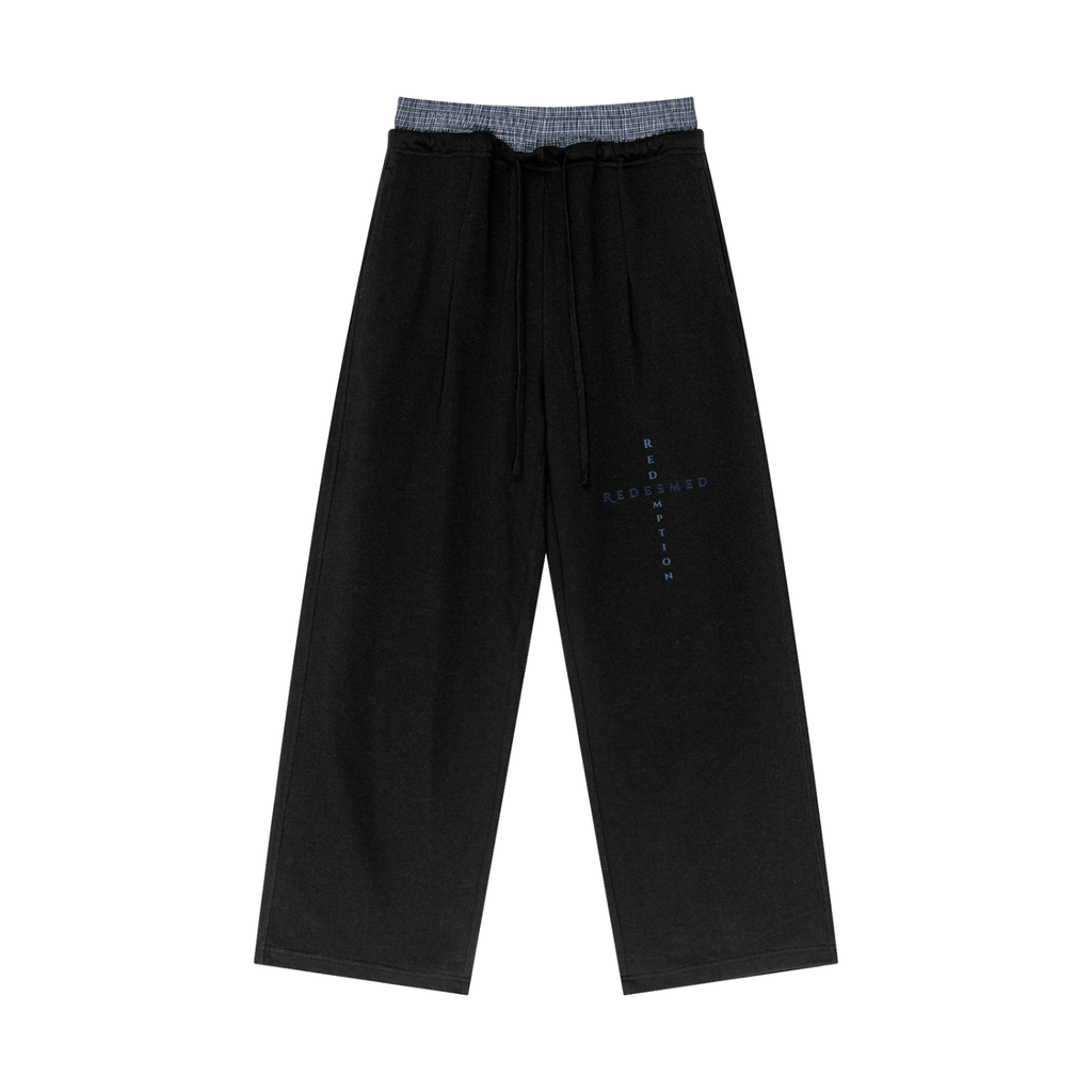 Plaid Contrast Waist Pants