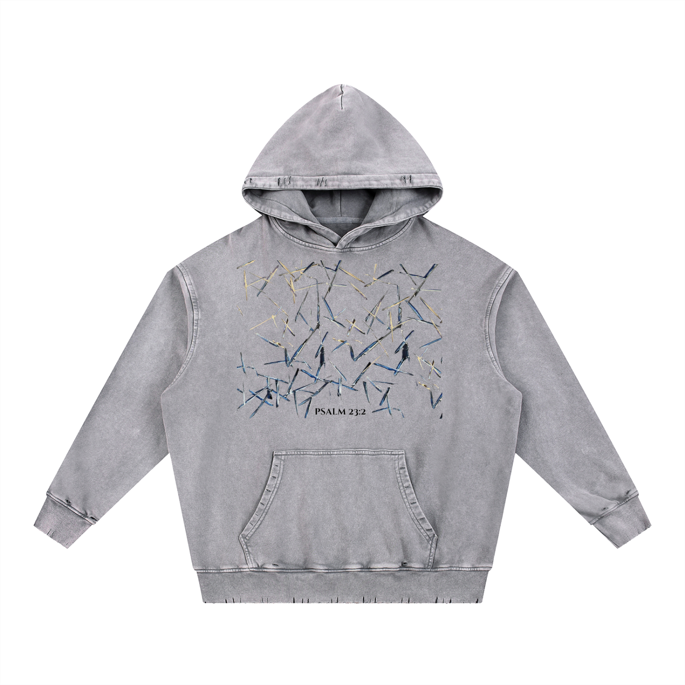 Snow Wash Hand-Frayed Heavyweight  Hoodie