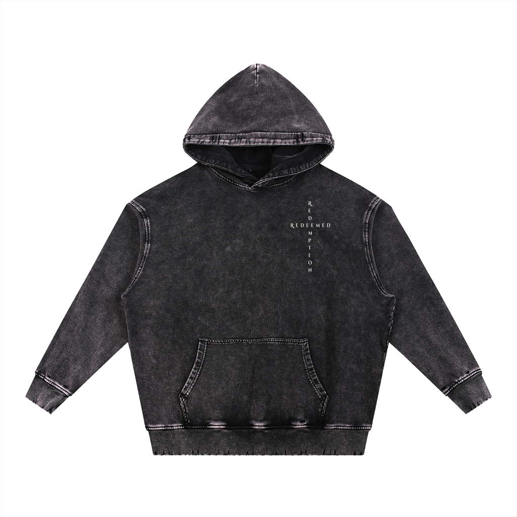 Snow Wash Hand-Frayed Heavyweight  Hoodie